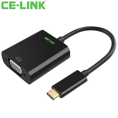 

CE-LINK 1669 Type-C с адаптером VGA USB3.1 USB-C конвертер VGA, подключенного к разъему MacBook HDTV проекторы черного