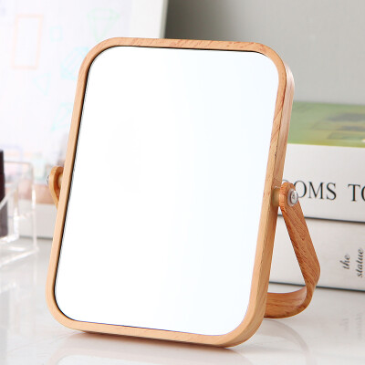 

Ou Runzhe wood color makeup mirror double-sided desktop portable beauty mirror