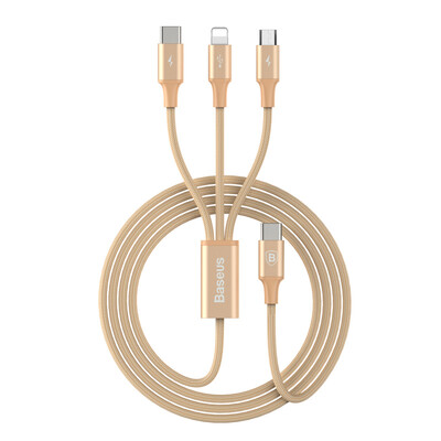 

Baseus Type-C to Andrews Apple Type-C interface one drag three data lines 3A 12M gold shell gold line for Macbook