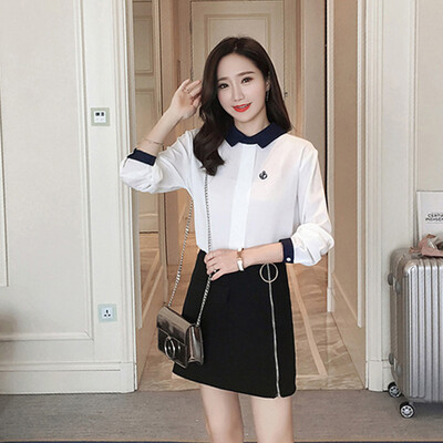 

Longyue women&39s wild long-sleeved shirt Slim simple temperament chiffon shirt LWCC173410 white L