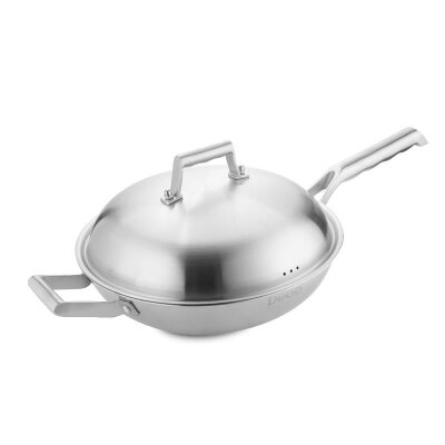 

Debo Delin Titanium Slice Wok 304 Three - Layer Stainless Steel No Smoke No Coated Non - Sticky