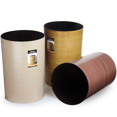 

Sanlie trash cans 8L round plastic trash cans basket office office imitation wood hygiene barrels three loaded SM-2918