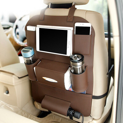 

Huashi car seat back storage bag car supplies seat bag storage bag interior modification special accessories luxury models with double mobile phone bag can be placed ipad brown