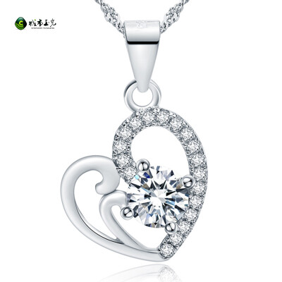 

City jade light 925 silver female models of the heart of the necklace pendant