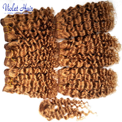 

Summer new arrival violet beauty hair deep curly hair 6 bundles with closure 27 honey brown color sexy formula hair kinky curly