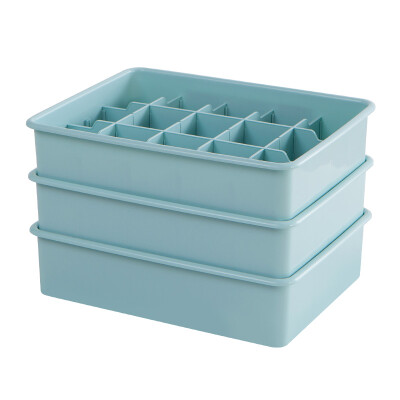 

JEKO&JEKO plastic multifunctional underwear storage box 15 grid 3 Pack cosmetic box finishing storage box separate storage box blue SWB-5445