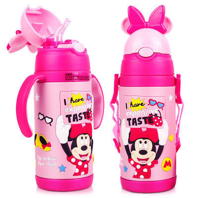 

【Jingdong Supermarket】 Disney Insulation Cup Children's Double-handle Dijiao Suction Pipe Boom Male Female Student Stainless Steel Strap Water Cup Exchange Dual-use 380ML Pink