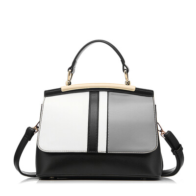 

new women handbag black&white stripe tote bag female shoulder bags high quality PU leather purse handbags