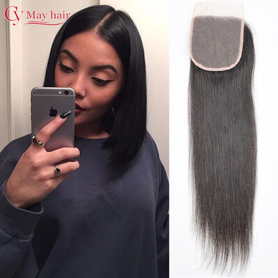 

Brazilian Straight Closure On Sale Middle Part Lace Closure Bleached Knots Top Quality 8A Brazilian Human Hair Closure Piece