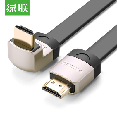 

Зеленый Альянс (UGREEN) Кабель HDMI версия 2.0 3D цифровая линия высокой четкости 4K плоская линия 90 градусов локоть ноутбук проектор кабель интерфейс большая сторона 1 м 10281