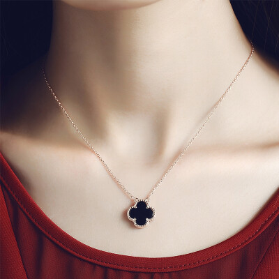 

JPF 925 Silver Necklace Female Chainbone Chain Female Simple Pendant Female Japan and South Korea Rose Gold Clover Necklace Send Girl Gift 4005