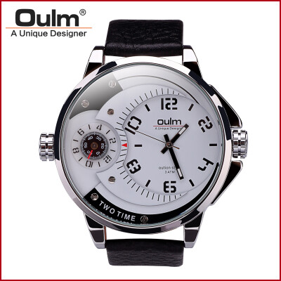 

Oulm HP3706 Mens Watches Luxury Army Watch Leather Strap Wristwatches