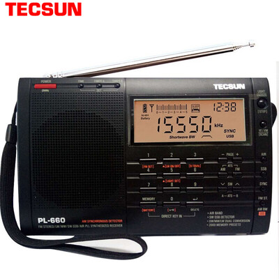 

Tecsun PL-660 Radio Speakers High-Performance Digital Tuning Full Band Stereo Clock-Charging Shortwave Portable Portable Outdoor Gear Black