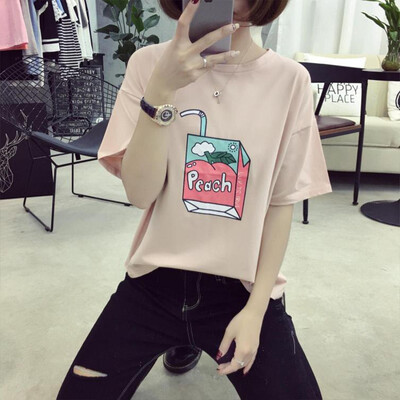 

VIVAHEART Round Collar Cartoon Print Студенческая футболка с коротким рукавом Top Female VWTD174236 Pink M