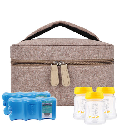 

V-Coool mini portable breast milk fresh package back milk pack ice packs package package Man Sha Huang (including dry blue ice 2 + wide diameter pp storage bottle 3