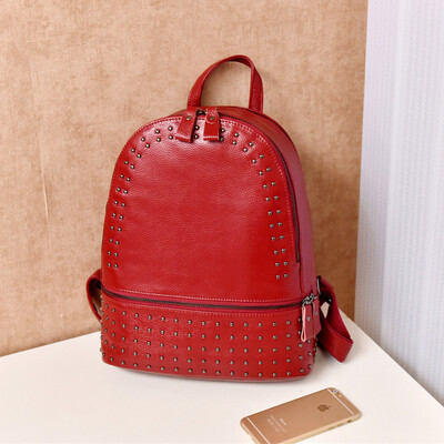 

Dirirab Genuine Leather cowhide backpack female handbag head cowhide shoulder bag willow backpack fashion ladies small backpack