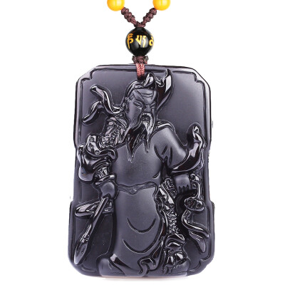 

Cui Ling Court Wujin obsidian off the public pendant off two Yewu wealth God pendant mascot jewelry men's necklace women's sweater chain