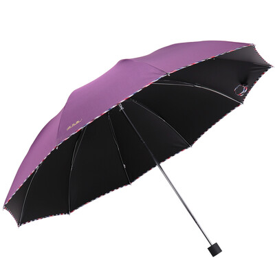

Heaven umbrella UPF50 increase reinforcement Velcro strong water repellent a dry three fold business sunny umbrella sun umbrella deep purple 3311E vinyl
