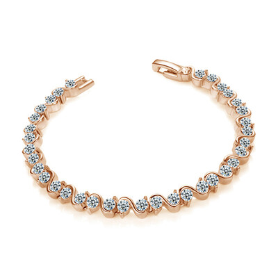 

Yoursfs @ Sunmer Time Promotion AAA + австрийские браслеты с бриллиантами Charms Real Rose Shining Rhinestone Fine Jewelry Bracelet