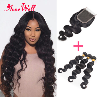 

Peruvian Body Wave 3Bundles With Closure Peruvian Virgin Hair Body Wave With Closure 7A Body Wave Human Hair 3Bundles With Closure