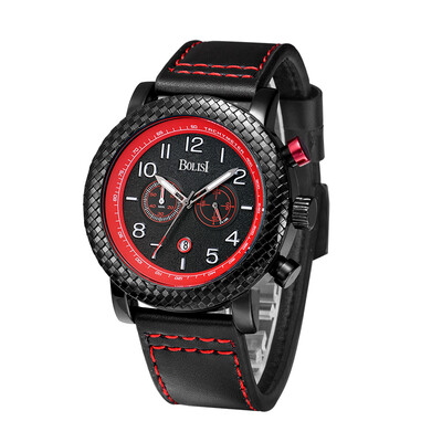 

BOLISI 8219 Men's Fashion Quartz Wrist Watch With Black Leather Watchband