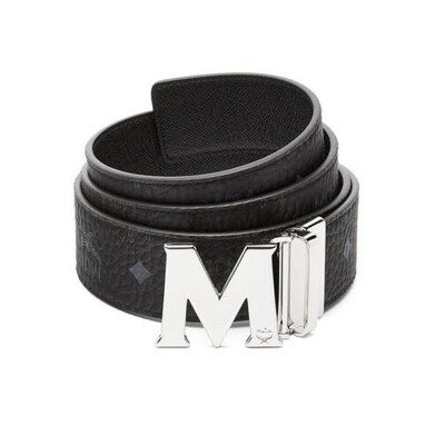 

MCM classic black  word gentleman print belt MXB6AVI03BK001