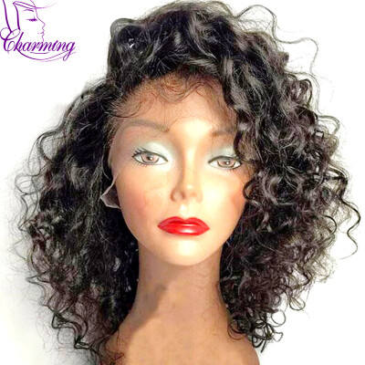 

Natural Black Water Wave Human Hair Wigs For Black Women Virgin Peruvian Curly Lace Front Wigs With Baby Hair Glueless Lace Wigs