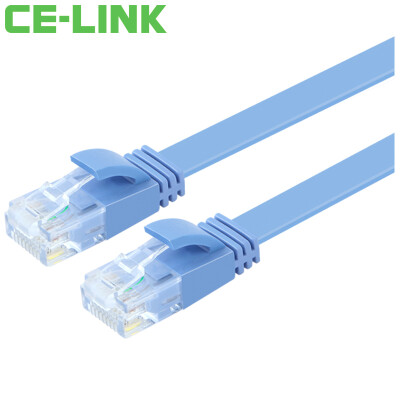 

CE-LINK 5116 flat six-type twisted pair 5 meters CAT6 UTP oxygen-free copper cable flat line computer jumpers Category 6 network cable blue