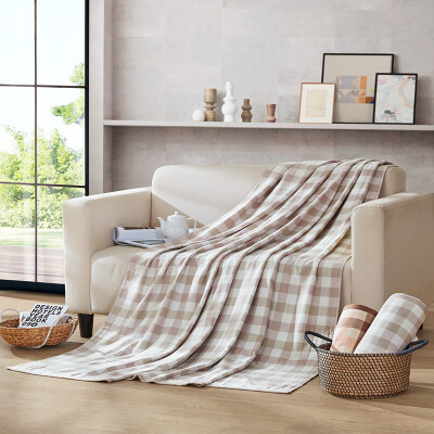 

LOVO Carolina life produced cotton gauze towels were air-conditioned cotton was cool summer was Indigo beige 70 140cm