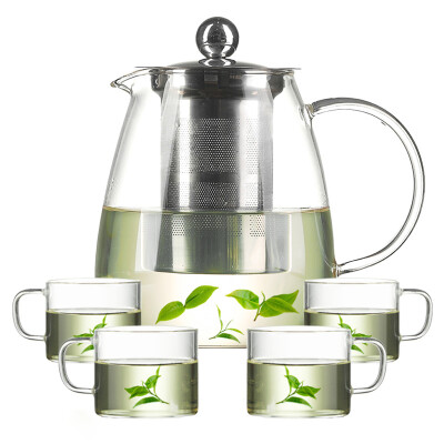 

Jingdong Supermarket] a house kiln heat-resistant high-temperature filter with metal liner five sets of glass tea set cup set tea turmeric tea cup 1000ml TM-04/4