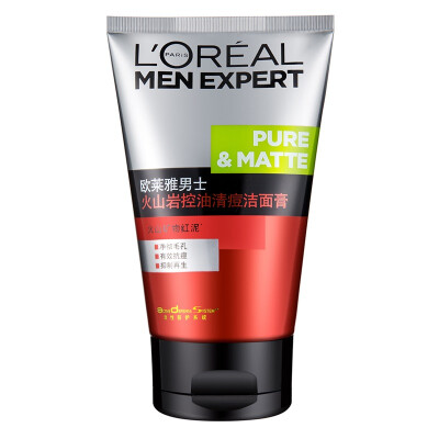 

L'Oreal (LOREAL) men volcanic clear acne gel cleansing gel 100ml (men cleanser deep cleansing acne)