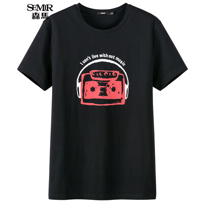 

Semir Semir летом с коротким рукавом футболки шею с коротким рукавом сострадательный прилив пассивом ретро личности 19047001202 Черный L