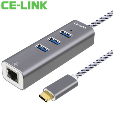 

CE-LINK 3277 Type-c to Gigabit Ethernet USB30 converter USB-C to RJ45 port 3 port HUB splitter hub Apple Mac external network card silver