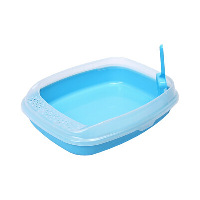 

Mika small cat sand basin cat sand basin standard trumpet semi-enclosed cat toilet plus cat sand shovel deodorant clean milk white