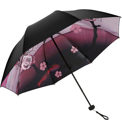 

Paradise Umbrella UPF50 vinyl transfer tri-fold sun umbrella umbrella 31821E map inside red