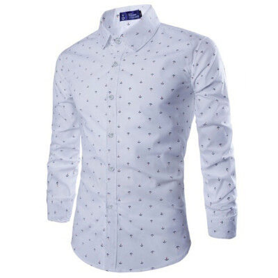 

2015 New Wild Mens Casual Long-sleeved Shirt Printing Anchor