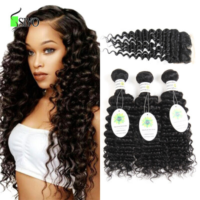 

Brazilian Deep Curly Hair With Closure 7a Brazilian Hair 3 Bundles With Closure Virgin Human Hair With Closure