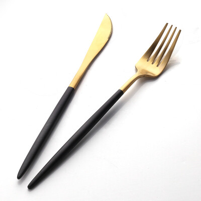 

Sunshine flying song 304 stainless steel knife&fork hotel supplies West tableware steak knife&fork black gold two sets