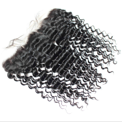 

Brazilian Virgin Hair Natural Color 13x4 Lace Frontal Closure Deep Wave Pre Plucked With Baby Hair