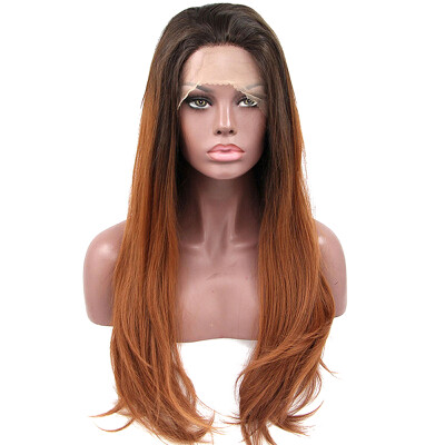 

Anogol Long Loose Wave Brown Dark Roots Peruca Laco Sintetico Heat Resistant Natural Wigs Synthetic Lace Front Wig