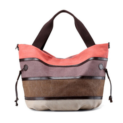 

Fashion simple splicing package trend ladies canvas shoulder bag national wind handbags as gift for women