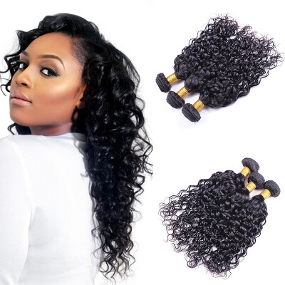 

Malaysian Virgin Hair Water Wave 100% Unprocessed Human Hair 4 Bundles Natural Color Hair Weave 8-26 inch