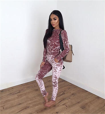 

New winter fashion in Europe and America pleuche tailored trouser suit female tide
