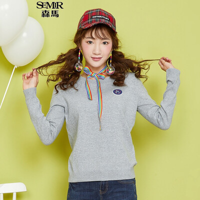 

Semir Somerset Трикотаж Женский круглый воротник Прямой свитер Прямая рубашка свитера 14316070013 Средний цветок Серый XL