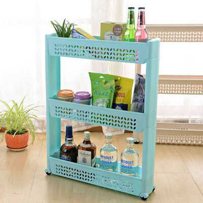 

Green crepe quilting storage rack kitchen bathroom toilet removable wheel finishing frame 3 layers blue