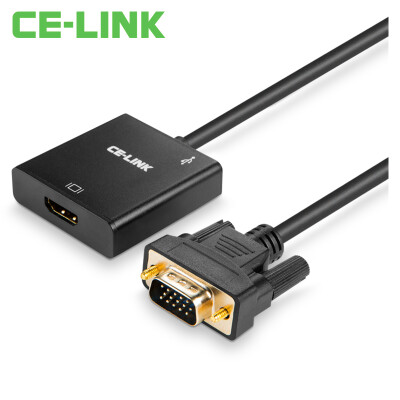 

конвертер CE-LINK VGA HDMI преобразует VGA в HDMI кабель, подключенный к компьютеру дисплея проектора HD аудио оголовье белый Мощность A1895 0,5 м