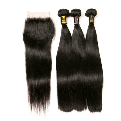

YAVIDA Hair 3 Bundles Malaysian Straight Hair With Closure Free Middle 3 Part Tissage Bresilienne avec Closure Human Hair