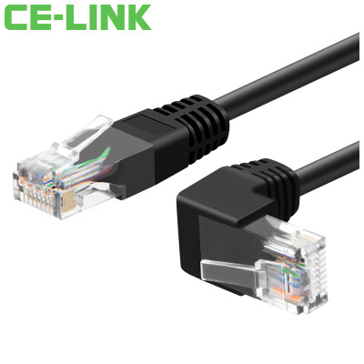 

CE-LINK 1741 CAT6 шесть высокоскоростных кабелей 5 метров прямоугольная головка вниз по линии линии 90 градусов локоть кабельная линия вокруг позолоченный шрапнель сетевой кабель черный