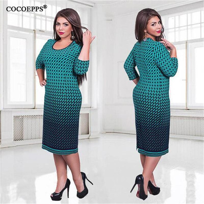 

COCOEPPS Elegant Autumn Winter women dress big size Women loose long dresses plus size dress Three Quarter casual dress L-6XL