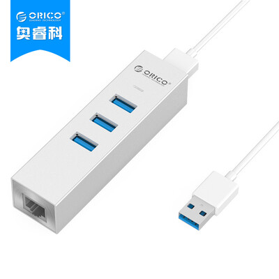 

ORICO ASH3L-U3 USB3.0 Разделитель на гигабитный Ethernet 3-портовый алюминиевый концентратор концентратора HUB серебристый